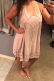 Love this dress!! After reading other reviews, I sized down from a large to a medium and it fits perfectly. Flattering and flowy without making me look heavier, hits about 2in above the knee. I'll definitely be wearing this for my upcoming wedding events, honeymoon, and for many springs and summers to come. - Lauren B.