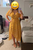 Overall I'm satisfied with this dress. It fits great. Only thing I don't love, is the lining underneath is too short. You can see in the photo that it's basically at my butt. Oh well.. someone might get a show - Charlotte W.
