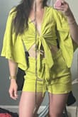 Obsessed with these shorts. I love the way they fit so loose but also just right at the waist. Perfect for a day out! Note: I did get an extra small top so if you're buying the set, I'd size down! - Ashley B.