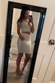 It's super cute! The material is super soft so the bottoms are a little see through, and you could definitely see any underwear lines. The top is wonderful though! Great purchase just have to go commando. - Hope F.