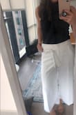 Love this top to pair with casual or dressy pants / skirts, etc!  Wore with high waisted / wide legged white pants and lots of compliments! Initially had the small but it ran a tad too small and short.  The medium would have been perfect but out of stock however the Large still looked great - Highly recommend as a staple in your wardrobe!  Good for work / happy hour / anything - Anne S.