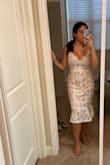 Bought this dress to try for my wedding reception! Wanted something classy but modern, and this dress brought it! Got a size Small, fit like a glove and it's super comfortable! I'm 5'2 and weigh about 126 pounds - Daylenis V.