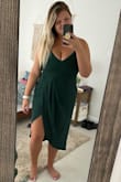 Lovvvveeee this dress! Love no bra! I think the shape is super flattering on curvy girls too. HOWEVER, I fit perfectly into an XL in every single Lulus dress I have bought and this one was too tight! I could clasp it in the back but it did not zip up all the way. I exchanged for the Mauve in a 1X and I hope that one will fit perfectly for a wedding this fall! Love the green color though so much. - Tiffany M.