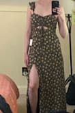 I'm still figuring out what size I am and sometimes Medium is the best option, but I should have gone with a small for this one. The quality is beautiful though and if it would have been the right size, I never would have returned it! I still definitely recommend this dress to everyone. The photo is terrible quality, but including it anyway! - Megan T.