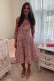 This was my first time ordering from Lulus and I could not be happier. It was the PERFECT dress for my niece's Christening. I originally got a small and the bust fit fine but it was too long and I felt like it wasn't flattering. At first I wasn't sure if I was a fan of the pockets but they came in so handy! My only piece of advice is to be careful with the fabric! My bracelets kept getting caught in the dress and if you have a dog, do not let him/her jumps on you! I definitely recommend. - Dana P.