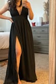 Absolutely love this dress! The slit on the side makes it so sexy and not to mention the deep v neck as well! Material is great.
I am 5'3" so I will need to get if hemmed just a little. This wouldn't be a problem for someone wearing taller heels. - Cindy B.