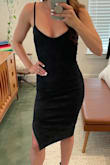 Ok, I am in love with this dress. I ordered an XS and S to test them both, and decided to go with the XS. It squeezes you in all the right places, yet it's also super stretchy and comfortable. I wore it for a bachelorette party and definitely tested its limits on the dance floor and some party bus acrobatics lol - 10/10 would recommend if you want to feel hot, confident, and get lots of compliments! - Carrie R.