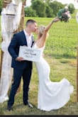 I eloped in my dress on 6/11/2021. I ordered the dress on Monday 6//07/2021 and the kind salesperson online helped us get it next business day arriving 6/09/21 at 11:00 a.m. the dress is beautiful, excellent quality and fits true to size. Everyone can't believe what a great price it was. Thanks so much for making out wedding day so special! - Darci G.