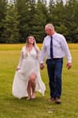 Wore for my "micro wedding" very beautiful dress. I should have sized down but it worked out well anyway. Was long but I'm really short so that's expected! I am also 6 months pregnant- so definitely bump friendly! A tad see through in the bum area at the back, I suggest wearing nude under not white lol. - Melanie B.