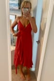I initially ordered a small to accommodate my waist. When it arrived it was much too big in the bust so I exchanged it for an XS. The exchange process was super easy. The XS I couldn't get wrapped tight enough to cover my chest. When I tightened the straps they just ended up digging into me. It's so cute and I really wanted to love it but I'm returning it because I know I'll just be adjusting it all night. - Susanna S.