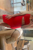 This dress is HOT! 

The material is perfect, breathable, fits like a glove. And the cut out flatters the body perfectly. The color is spot on, like vintage corvette red! Perfect for a night out, vacation, or if you feel like surprising your spouse! = - Olivia R.