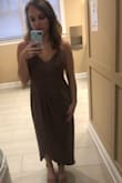 I loved this dress!!! I had to order a large but I've been working out and my lats have gotten bigger which caused the medium to be a bit right around my shoulder area. I loved the color and even though I'm short, the dress fit me at a good spot. - Jane M.
