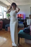 I bought a wedding dress a few months ago, but I just don't love it so I figured I'd pick up a dress for the reception that was less expensive and comfortable. Well I've decided to replace my wedding dress with this dress. I'm getting married in a renovated industrial building and this fits the vibe completely. It's a flattering fit, stretchy, the cut out is my favorite, and the slit in the back is so fun. I love the cut of it. I'm thrilled with it. It's so so cost effective, too. Having an elaborate gown wasn't a priority to me, but I still wanted to feel good and this dress makes me feel happy. - MacKenzie F.