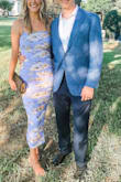I wore this dress to a wedding and got lots of compliments! It was comfortable and I loved the length and fit. I would have normally ordered a small, but the medium fit very well. - Amanda B.