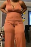 I just wanna start off by saying I loved this jumpsuit! However, I am in the process of losing weight so I am in between different sizes and I am unsure what to order especially online. With that being said, this jumpsuit fit-ish I was able to sit, stand and move. However, I unfortunately was worried that if I wore this to the wedding that I had purchased it for I was going to end up with camel toe all night. Length was great and my chest looked amazing in this so I am kinda upset that I couldn't go up one more size. - Aleeza W.