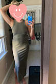 I'm always nervous with body-con dresses (my waist/butt area has that wavy figure) but this fit so well! I love the color too. Looks so cute with a jean jacket. - AnnMarie K.