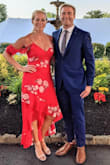 Ordered this dress for a 4th of July weekend wedding and it was perfect! I was able to wear a strapless bra with no issues and I was comfortable the entire time. The material does not have any stretch but it was very flattering. If you are in between sizes, I would size up. The fluttery material on the arm was not constrictive at all and the dress moved wonderfully when dancing. - Andrea E.