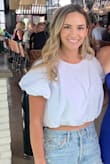 This top looks and feels fancy. The material is thick and the white is not see though. It's cropped at just the right spot (and I have a long torso). You need this piece in your closet! - Heather