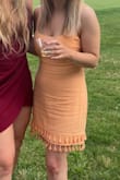 Dress is great for a summer wedding. It does wrinkle easily if you end up sitting down. - Cassie P.