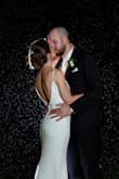 Beautiful simple gown for a wedding reception to dance in! All I had done was the hem. It is not see through if you wear nude no show underwear. I wore a backless bra but you could also get cups sewn in. Hope to wear it again someday! Highly recommend! - Celine D.