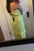 It fit me everywhere except for my lower belly, it's a nice thin material for the summer or on an island, but u can see your flaws. I returned it and got a large in black so I wouldn't feel insecure about my midsection. So if your curvy I would size up otherwise it's true to size. - Chelsea S.