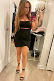 I love these. I was worried because reviews said they might not work for wide feet, which I have, but they fit perfectly even on a wide foot. They are very comfortable b/c they are not so high but still very sexy. Paired with Lulus dress and chain necklace. - Katelynn