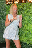 This romper fits perfectly while giving a synched waist look.  It is also very comfortable and easy to get in and out of.  I wish it came in multiple colors because I would buy them all! - Brandy C.