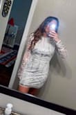 I ordered this dress for my rehearsal dinner in November. I thought it would be perfect since it's winter time & long sleeve. I'm obsessed I cannot wait to wear it!  I ordered a large as that's my usual size in Lulus dresses. Fits great & the sequins and details are stunning. - Kelsey D.