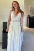 This dress is really cute with the exception of the triangles around the bust. They don't lie flat but rather stick out intensely. - Kacey W.