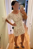 I am wearing this to my bridal shower. 
It fits so perfect. I ordered size medium and it's long enough, even when I bend over. 
The the lace is great quality- it does not look cheap. 
Not much stretch, but it's super comfortable and lightweight. 
Fiancé approved. 
The  previous reviews really helped me choose which size, I love Lulus website for that reason. - Kaitlin S.
