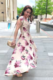 I wore this dress with nude heeled sandals to a fancy afternoon tea and it was perfect. The cut is a little low in front for me so I pinned it. Also, I am very short so heels were necessary to keep from dragging on the floor. Otherwise, it was 100% perfect and feminine and beautiful! - Talitha