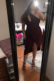 I purchased this dress as an option to wear for a wedding and ended up returning it after lots of consideration. It was a great color and amazing fit. However, it was uncomfortable for a wedding. The one shoulder strap was too high on the neck for me and the slit was very revealing (making it difficult to walk or dance). If I sized up it likely would of been too loose elsewhere, but would of made the difference on my hips/the slit. The material was great and forgiving and extremely comfortable. - Stephanie G.
