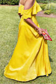 I wore this to a July wedding in North Carolina the day after a tropical storm so the heat and humidity was crazy. I was in it for almost 10 hours, indoors and outdoors, comfortable the entire time - even after my husband spilled a cup of Hennessy all over me. Something about the material and the color you just couldn't tell (unless you got too close and smelled me). This dress is heavier in the body than it looks, but it's a good thing: the weight keeps it from flying open in the breeze. The slit only shows when you sit down or when you want.
I knocked a star off (almost two tbh it was very annoying) because the button at the bust pops open at the slightest movement. I've seen stronger buttons on a newborn's onesie and where it's placed it's really noticeable if it's undone so I was constantly having to refasten it even with 4 safety pins surrounding it (this was so my bust didn't escape). If it wasn't for the button, full marks! I felt like literal @deepfriedhoney, so it fit me well! :) - Maria H.