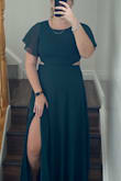 This dress is gorgeous and so flattering. I wasn't sure if I would be an XL or L. The waist and top fit very comfortable the XL would have been too loose. The slit in the back isn't too open, still lots of coverage the slit also is at a good length. Can definitely wear a regular bra and the length is good, not too short or long - Victoria G.