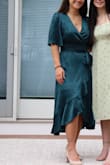 I am usually a medium in dresses from Lulus, but after reading reviews, I went with a small and I am glad that I did. It's very comfortable and a good length! A little longer on me than the model. If you have shorter arms, the sleeves look a bit long too, but it didn't bother me. - Stephanie
