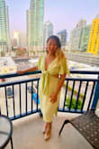 I was worried that it would be an awkward fit. Boy, was I wrong?! It's perfect for curvy bodies who has some boobs and thighs. The tie wrap in the front accentuates my bust and hides my small belly pooch. I highly recommend it! Warning! Do not wash this dress with other colors! I highly recommend hand washing it and hang dry it. If you do get color run on this dress, immediately soak it in warm/hot water with carbona color run remover for 5-7 mins. If you do not have a color run remover in hand, temporarily soak it with laundry detergent until you get your hands on the color run remover. Love this dress! - Sarah K.