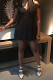 Great go to little black dress. I'm tall with extra long legs (for reference, my inseam is 35.5"), so the dress is inherently very short. I'm also practically flat chested so the straps had to be completely tightened to cover up, and I needed to be conscious of what shows when leaning over. Other than those two things, the dress was very flattering. I would definitely recommend this dress for anyone, especially for the tall leggy figures. For reference, my measurements are 33-30-42, and im 5'10". - Ari H.