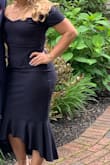 Absolutely loved this dress! Was exactly as pictured and is a great and comfortable material. It fit well, but was a bit long on me. I am 4'11, so that's probably why. I would've preferred it to be not as long as I had to bunch it up a little so it would appear shorter as pictured in my photo. But I would order in this size again because it fit my body well, aside from my height. I got a ton of compliments on this! It's simple, yet sexy and hugs all of the right places. Def a dress to buy! - Kaitlin W.