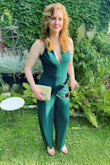 Fits perfectly, material is comfortable and good quality. Definitely a great jumpsuit, and plus I always appreciate a jumpsuit/dress with no zippers on the back. - Mary R.