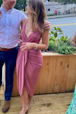 Beautiful dress but best for standing, the top does not hold closed and I had to use boob tape which moved around with the 2 fabrics.
It was heavy but breathable and not sheer, good for spring/ summer! - Alyssa M.