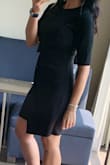 Decided to go up a size as everyone recommended. Really sleek and sexy. I presented to a room full of people and felt like it looked professional yet fun! Super comfy and accentuates curves nicely. - Nacime K.