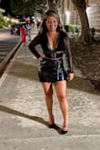 This bodysuit is everything!! I have it in black and in beige! True to size, I paired it with a pleather skirt from Lulus as well! - Heidi C.