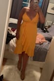 I love the way this dress compliments my body! It's comfortable with adjustable straps which make a difference depending how much cleavage you want to show. I bought this for a wedding but I'll be wearing it more often :) - Abby S.