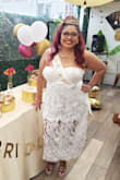 This dress fit me perfectly and I wear a size 14, whole lot of hip.  I wore it for my bridal shower and received
So many compliments. I paid for overnight shipping and received it next  day as expected. I'll be ordering from this site again. - Janet H.
