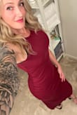 The material is thick and perfectly stretchy! I love the side slit and the color! But, I've definitely already order another color. :)  I wore with a sports bra and will probably try something else next time, but it worked well. - Brittany J.
