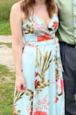 I fell in LOVE with this dress for a wedding I was going to. I am usually more of a Small or Medium but XS was the only size in stock. I am smaller up top and wider in the hips so I ordered it and crossed my fingers. It ended up fitting great!!! If small was available I would have gone with that to have a little more room in the ribs, but it was very forgiving and not too tight. I did have to get it hemmed because it is long! I got SO many compliments on this dress! Highly recommend! - Karen P.