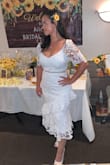 I ordered a size medium and wore this dress for my bridal shower! This dress was absolutely perfect for my special day. I received so many compliments! - Alicia R.