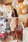 I wore this dress to my bridal shower, and it was perfect! The material is thick and great quality. It was comfortable, classy, yet still sexy! I loved it and got many compliments! - Victoria H.