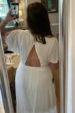 Okay, this was my dream bridal shower dress. immediately when I put it on I knew this would not work. I have a slip-on that hides my undies (I even had white underwear on which shines right through) Also you can clearly see I am wearing white pasties. So disappointed. This dress fits perfectly though! I wish it could have worked out. - Marissa D.