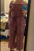 I wanted to love this jumpsuit so badly; it's really cute and a great pattern! The material is really thin-feeling though and the pockets made my hips stick out in an odd way. My torso might be a bit long but it gave me a bit of camel toe, too. Just not worth this price tag. - Lizzy C.